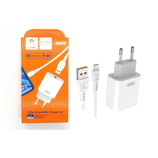 CHARGER ADAPTER DENMEN DC07V SMART HD 18W QC3.0 3.6A WHITE